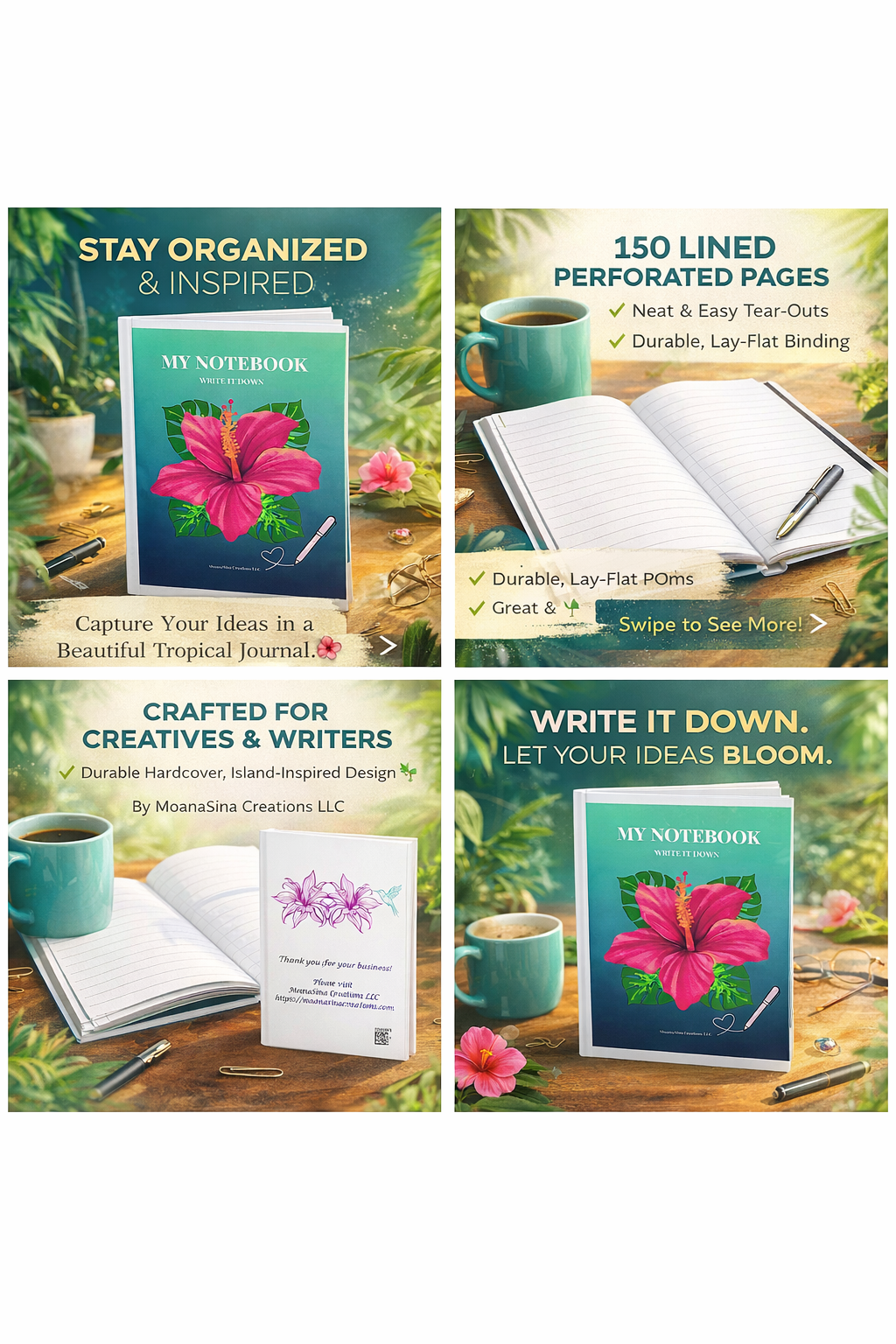 Tropical Floral Hardcover Journal – Etelani Hibiscus "Write It Down”
