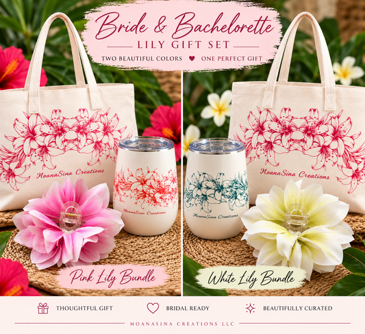 Bride & Bachelorette Lily Gift Set | Tote, Tumbler & Flower Claw