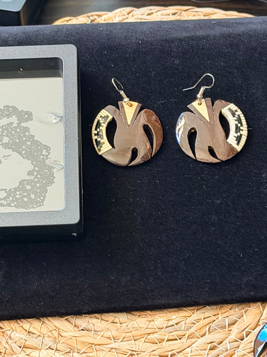 Samoan Coconut Leaf Earrings with Cream Fan Detail