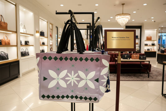Oversized Sina Heritage Weekend Tote | Polynesian Siapo-Inspired Travel Tote Bag | Purple Gradient Tote by MoanaSina Creatio