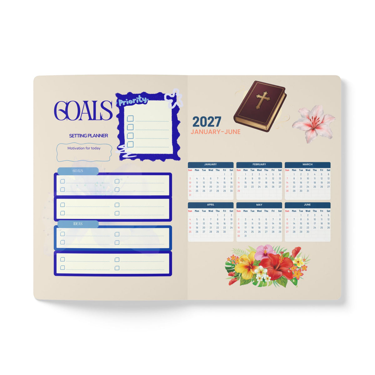 Follow the Sun Floral Cross Prayer Journal — A Journal for Thoughts, Prayers, and Words