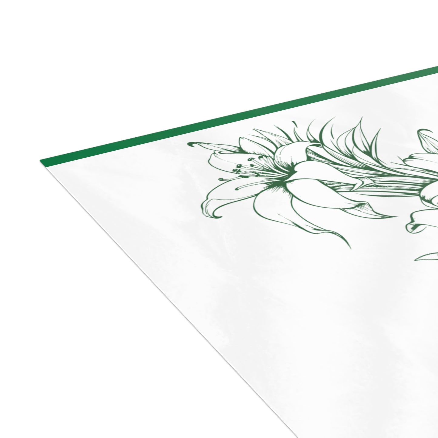 Aloha Floral Notecards – Two-sided Premium Hawaiian Greeting Cards - Green and White I set of 10