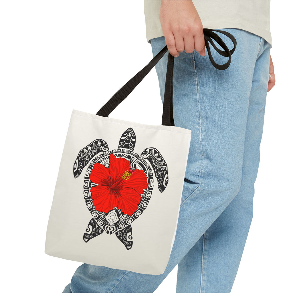 Sea Turtle Hibiscus Tote Bag – Tropical Beach Floral Beach Bag