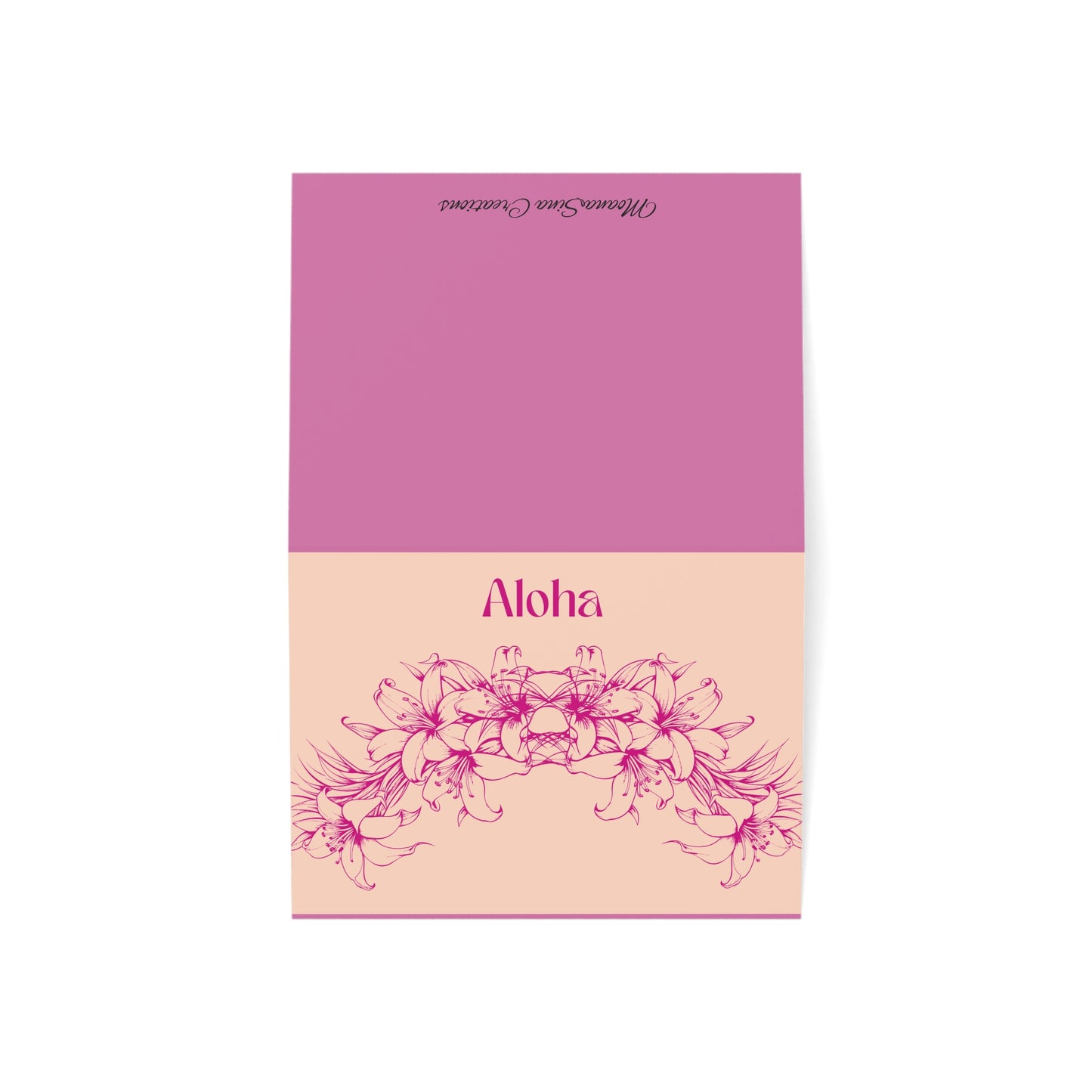 Aloha Floral Folded Greeting Cards Pink and Magenta — Set of 5 with Envelopes