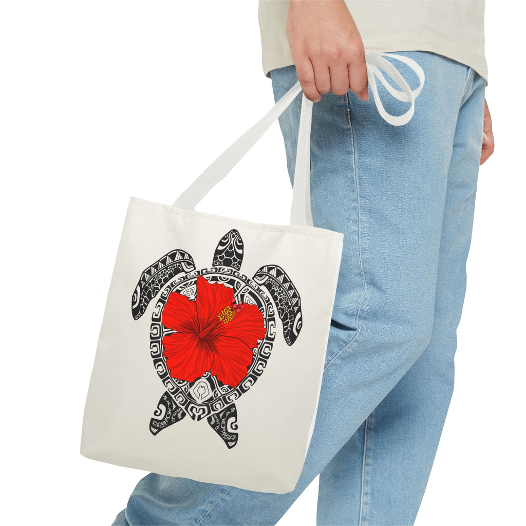 Sea Turtle Hibiscus Tote Bag – Tropical Beach Floral Beach Bag
