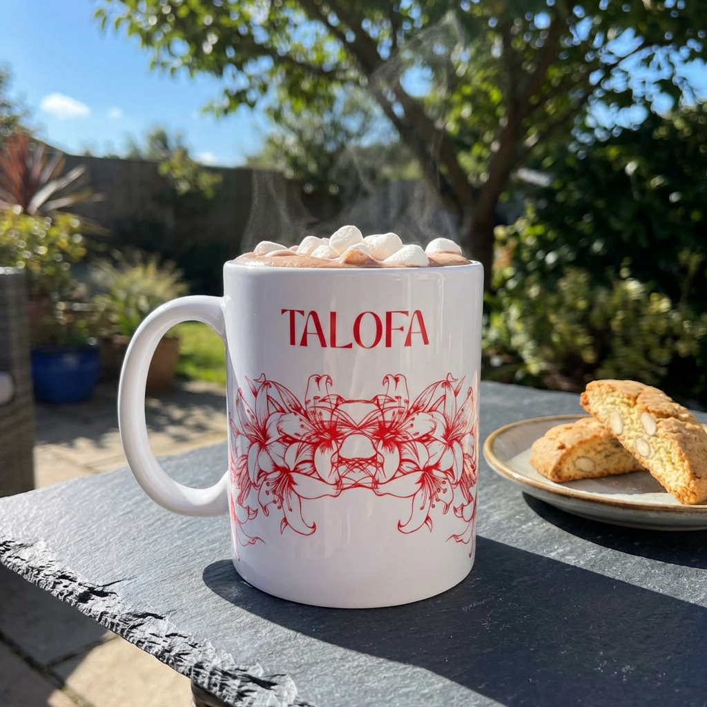 Talofa Floral Pattern Mug | Polynesian Greeting Ceramic Mug