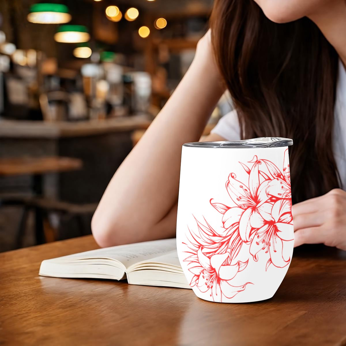 Sina Luscious Red Lily Designed Tumbler - 12 oz - Custom Creation