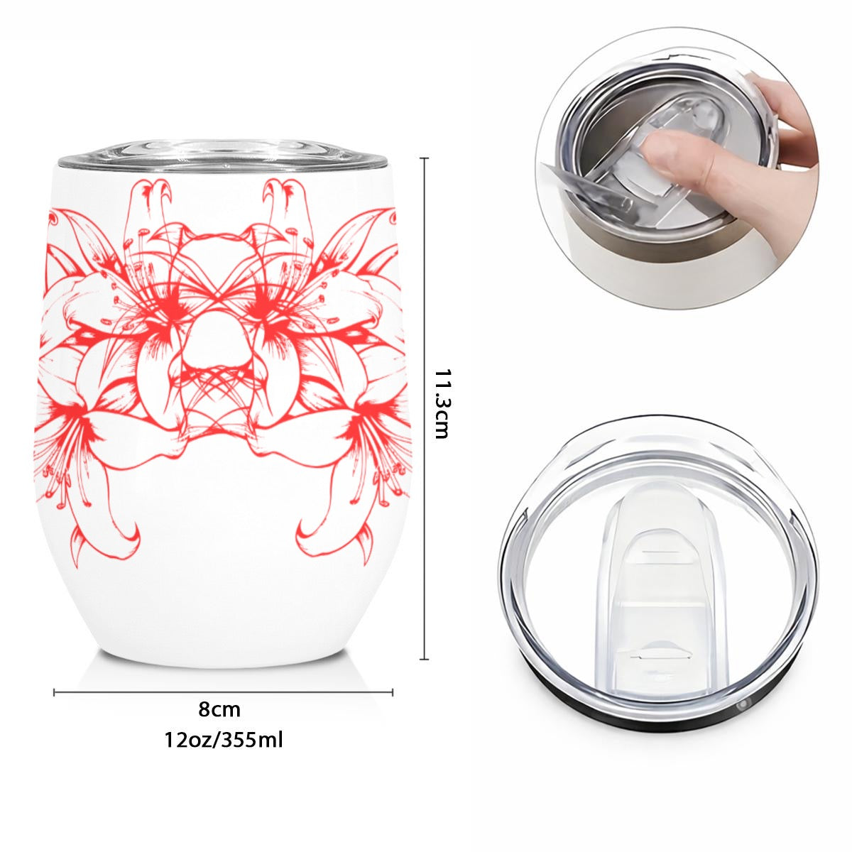 Sina Luscious Red Lily Designed Tumbler - 12 oz - Custom Creation