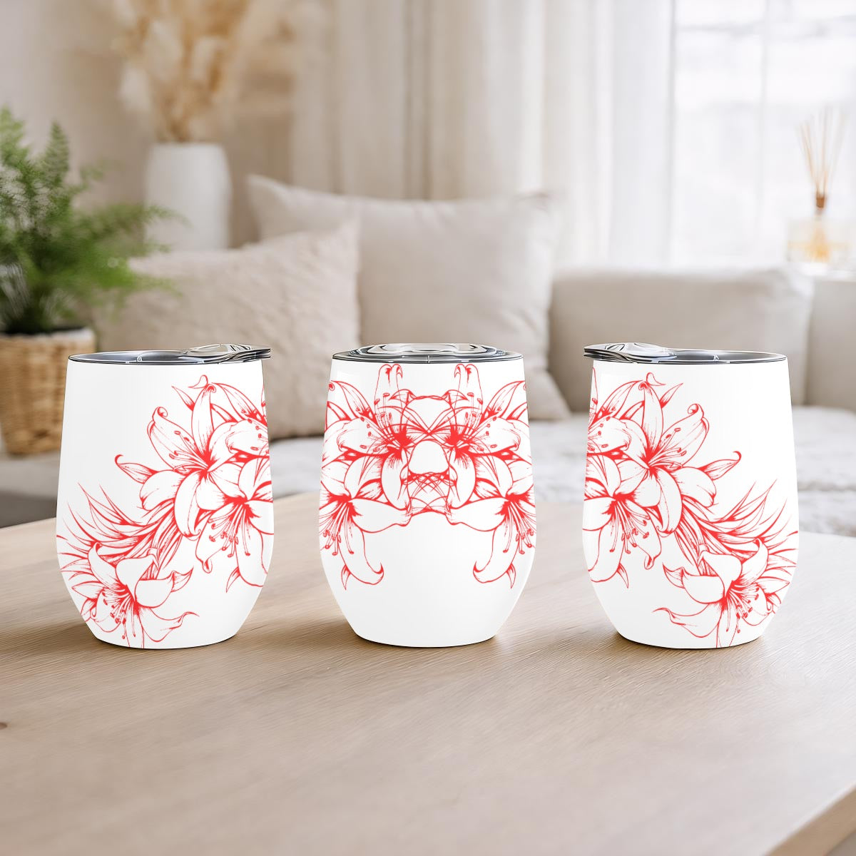 Sina Luscious Red Lily Designed Tumbler - 12 oz - Custom Creation