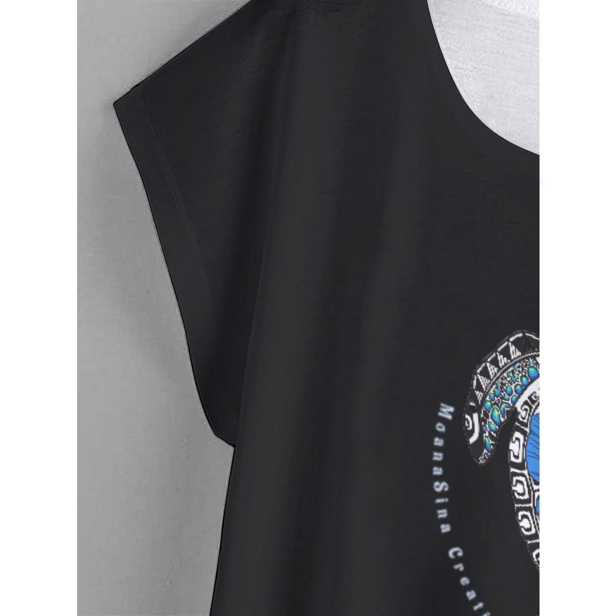Sea Turtle Curved Women's Tee - Polynesian Inspired Honu Laumei Two-sided design (Black)