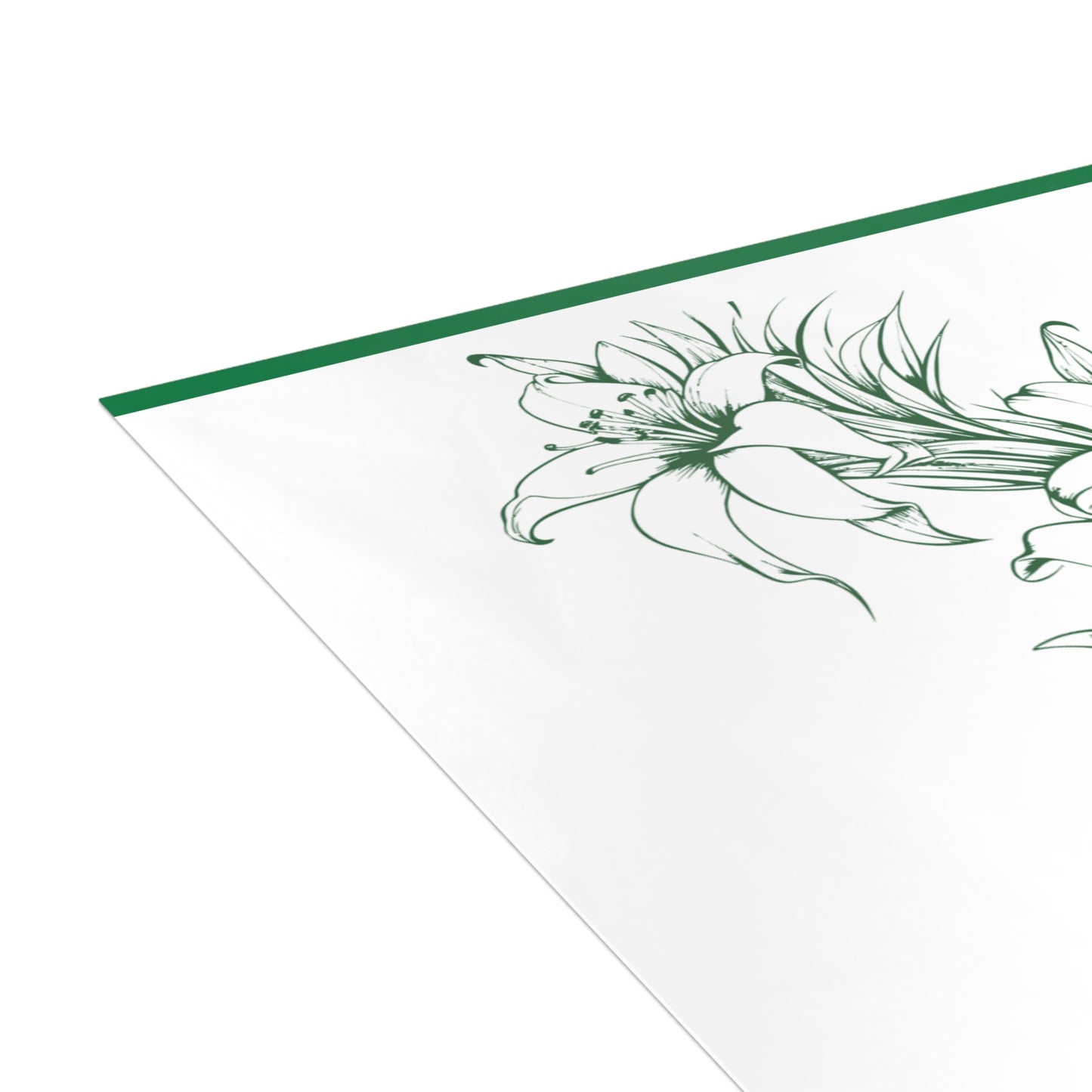 Aloha Floral Notecards – Two-sided Premium Hawaiian Greeting Cards - Green and White I set of 10