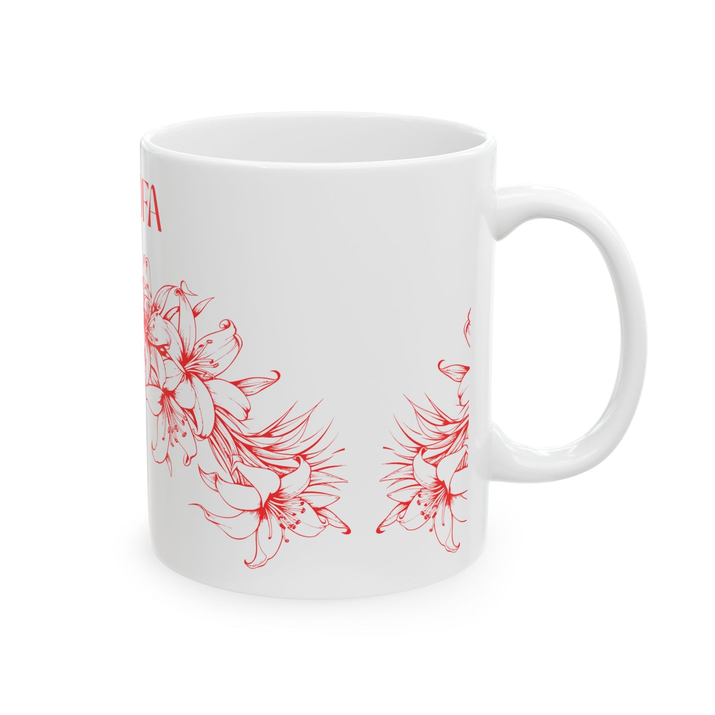 Talofa Floral Ceramic Mug | Polynesian Greeting Coffee Cup | Samoan Inspired Gift | 15oz Island Tea Mug