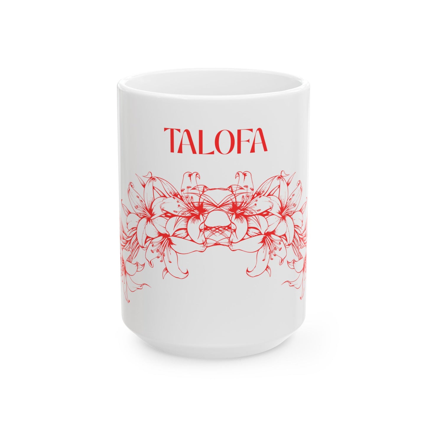 Talofa Floral Ceramic Mug | Polynesian Greeting Coffee Cup | Samoan Inspired Gift | 15oz Island Tea Mug