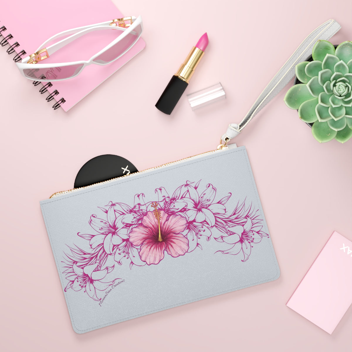 Lily Lei Clutch Bag | Original MoanaSina Creations Floral Wristlet
