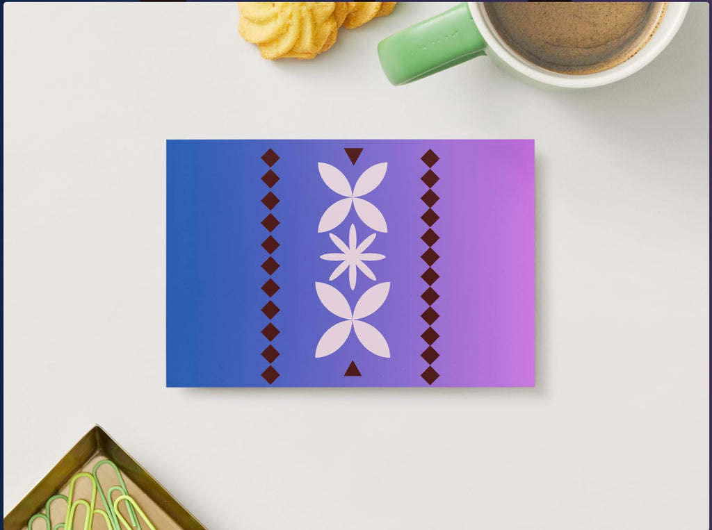 Note cards Samoan designs Purple (Siapo/Tapa) Single-sided set of 5