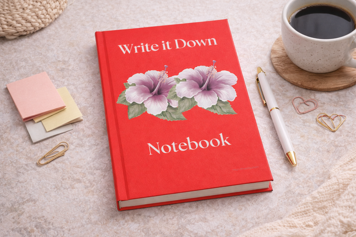 Write It Down Lene Susana Hibiscus Hardcover Notebook – Tropical Matte Journal for Notes, Ideas & Daily Inspiration