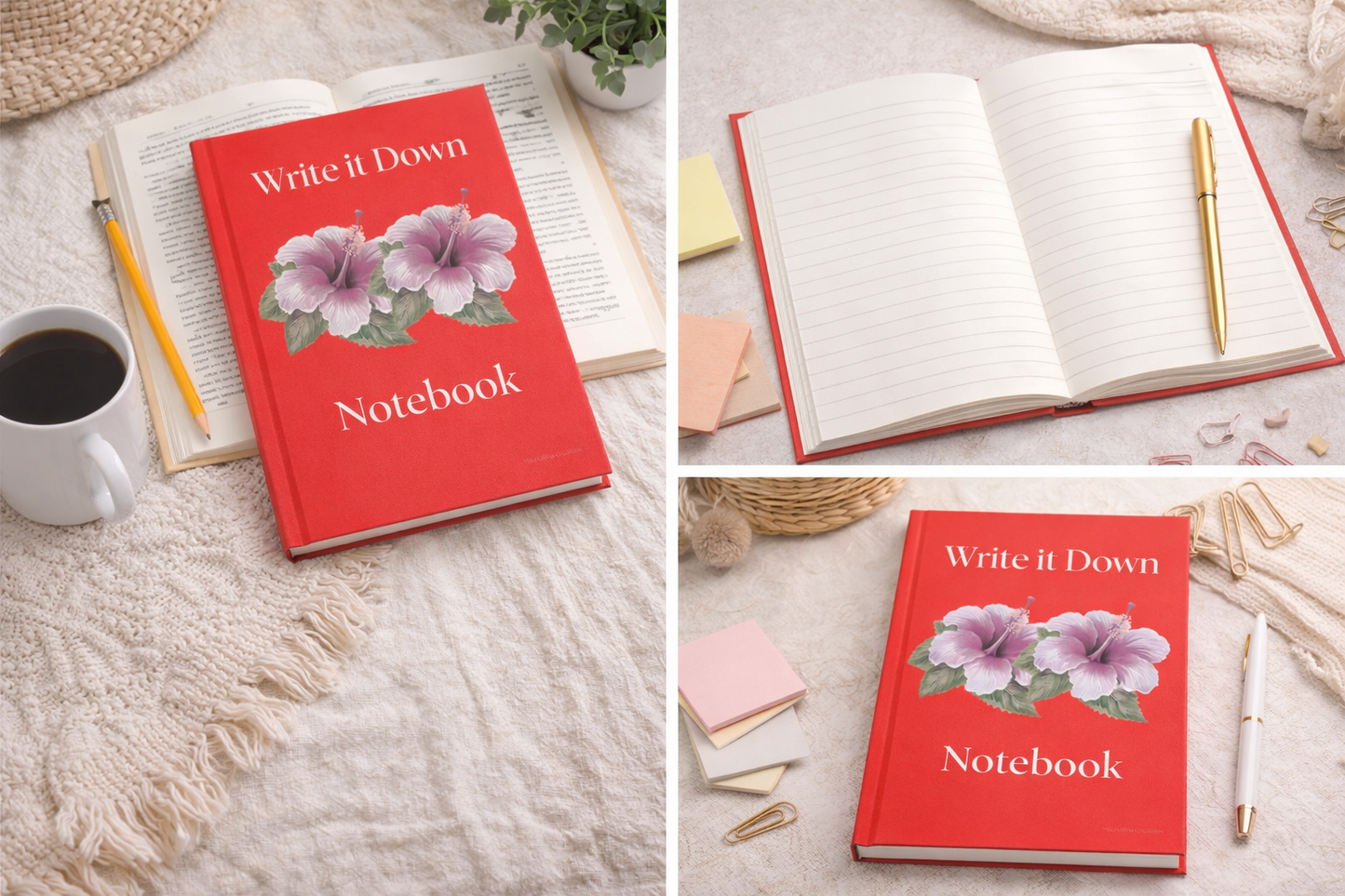 Write It Down Lene Susana Hibiscus Hardcover Notebook – Tropical Matte Journal for Notes, Ideas & Daily Inspiration