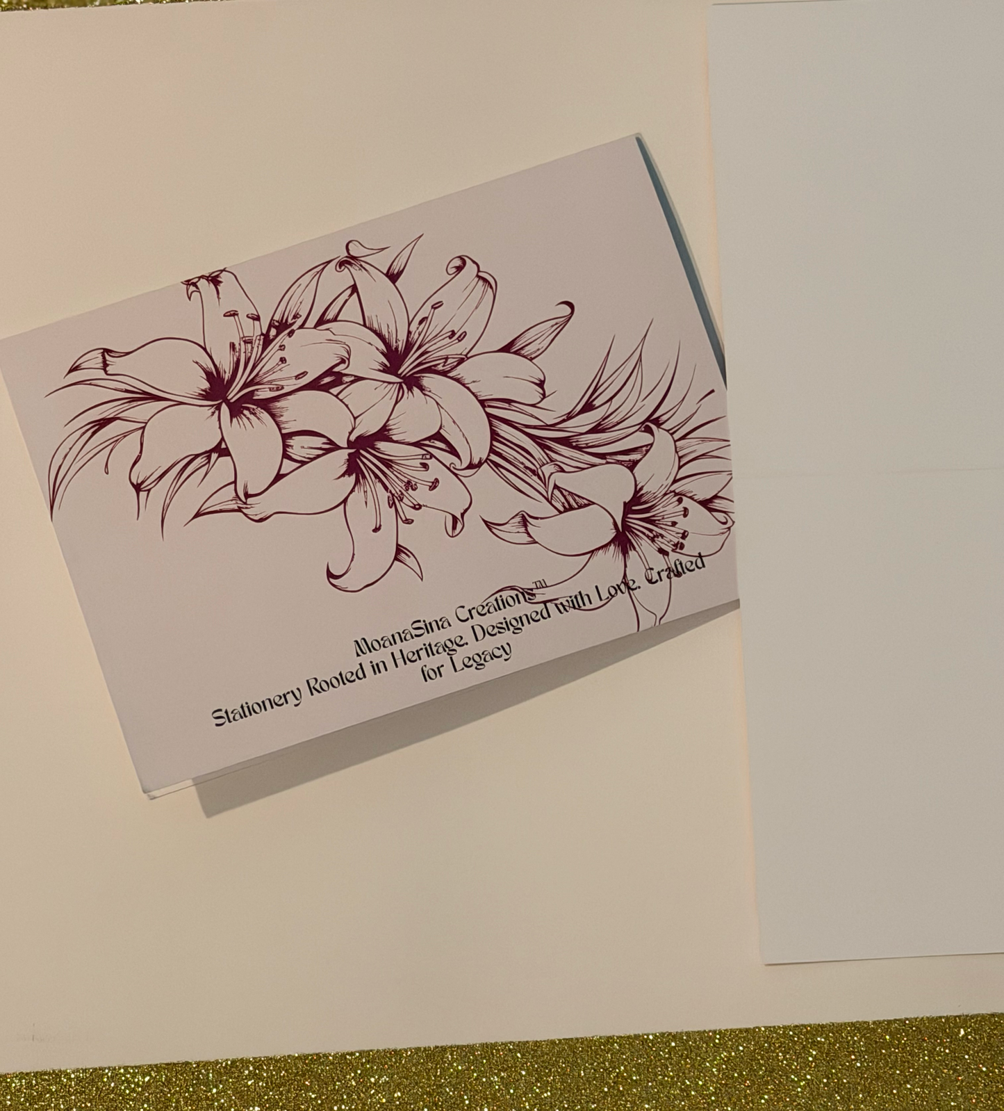Beauty of Polynesian Tumbler (12-oz) and Set of 10 Plumeria Two-sided design notecards with Envelopes