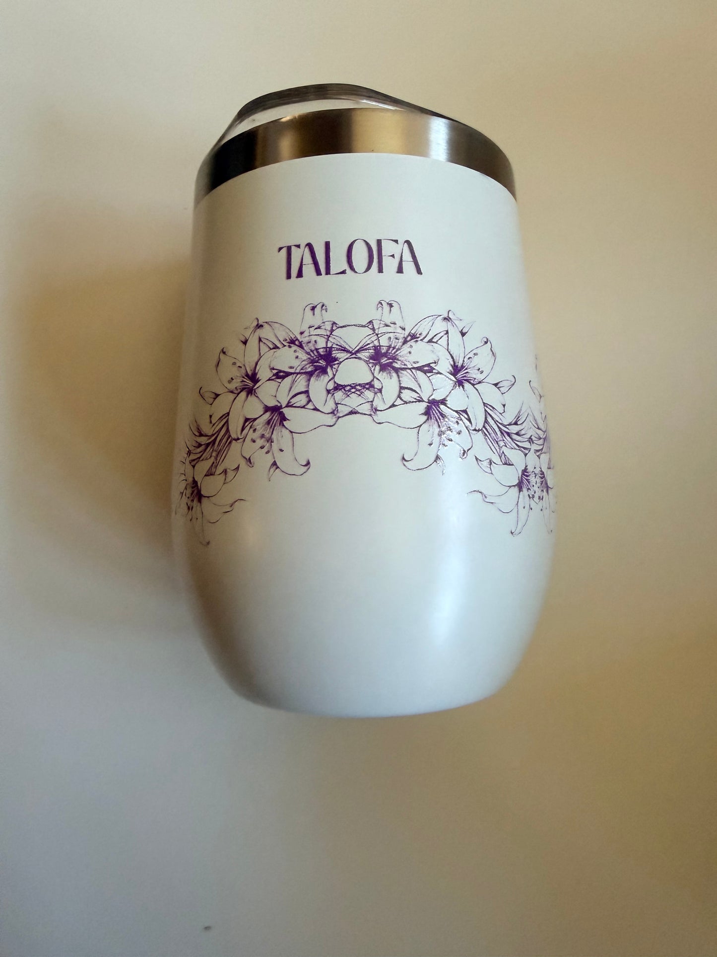 Talofa Tumbler – Purple Lily | 12oz Insulated Heritage Drinkware | Sina Polynesian Collection