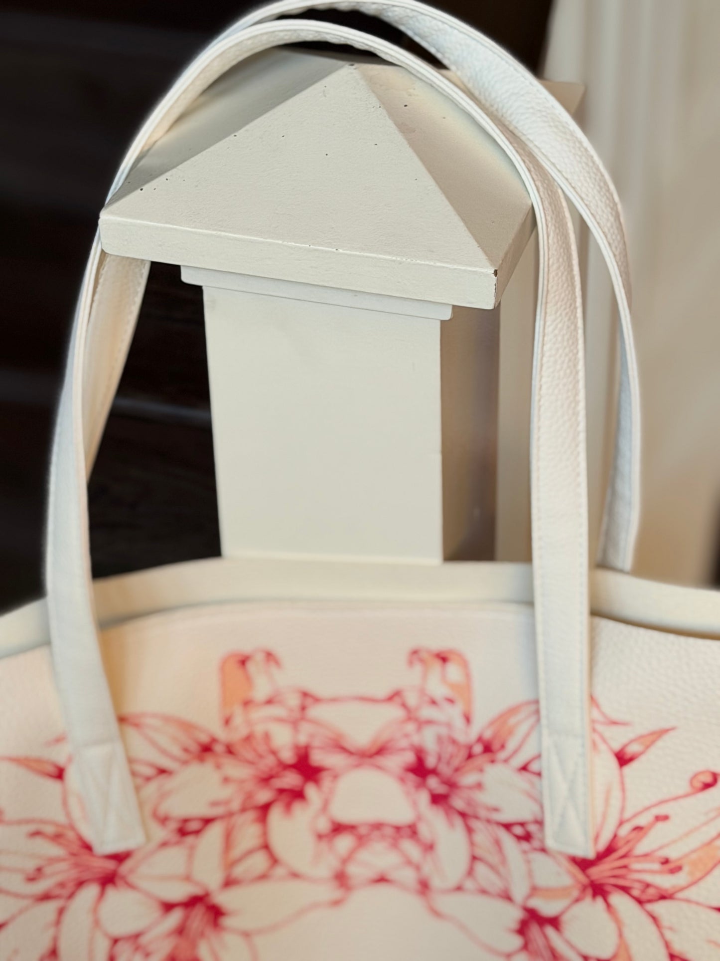 Polynesian Floral Lily Tote Bag – Premium PU Leather Shoulder Bag | Large Capacity Everyday Luxury Tote | MoanaSina Creations