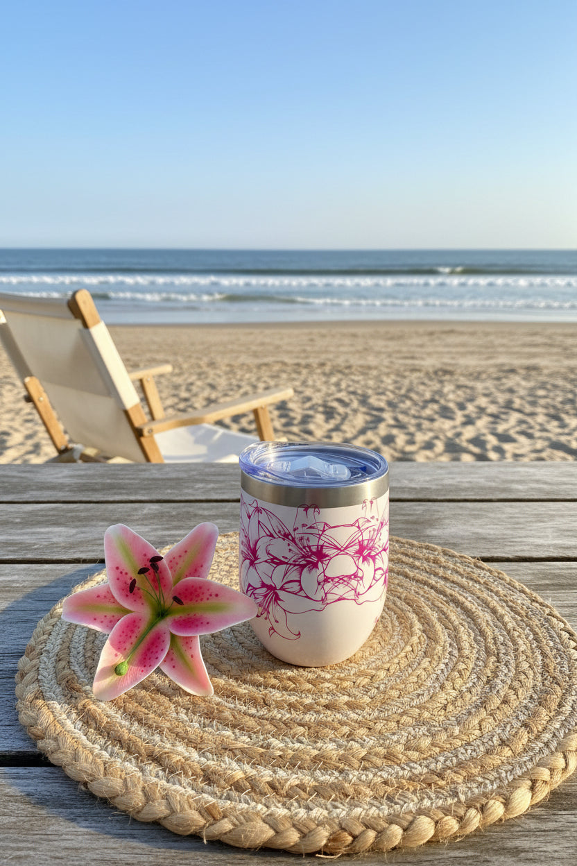 Aloha Gift Set – Hawaiian Floral Greeting Cards (Set of 5) + Matching Tumbler | Tropical Stationery Bundle | MoanaSina Creations