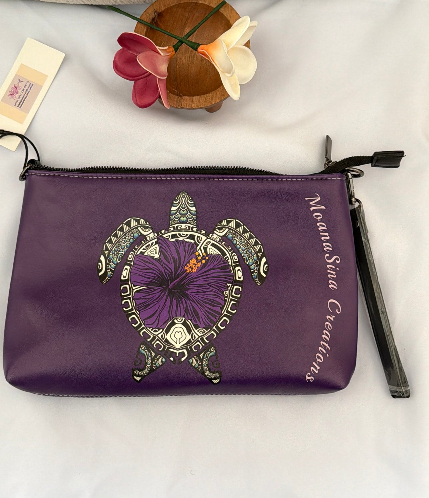 MoanaSina Creations Stationery and Gift Shop Turtle Hibiscus Clutch Pouch