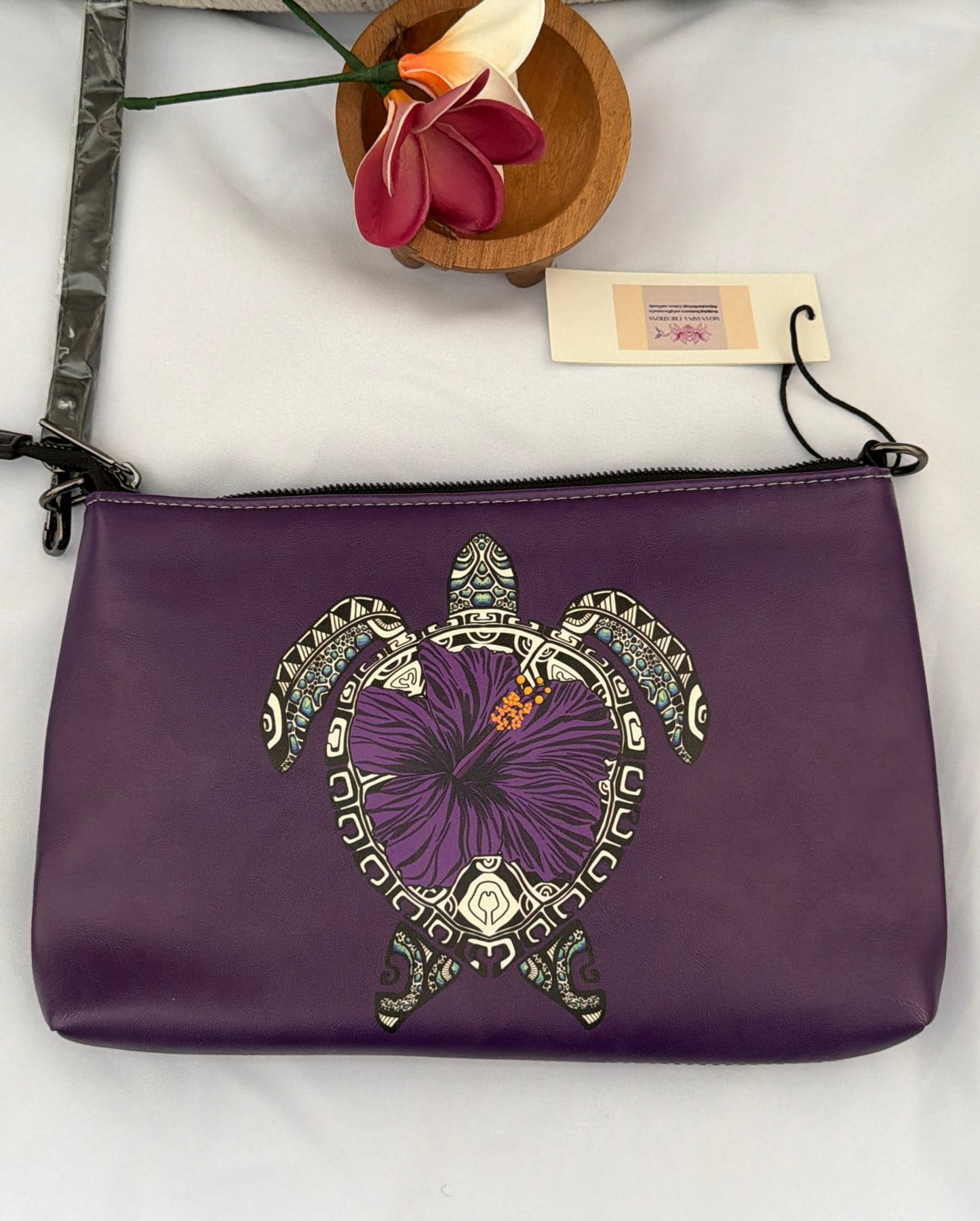 MoanaSina Creations Stationery and Gift Shop Turtle Hibiscus Clutch Pouch