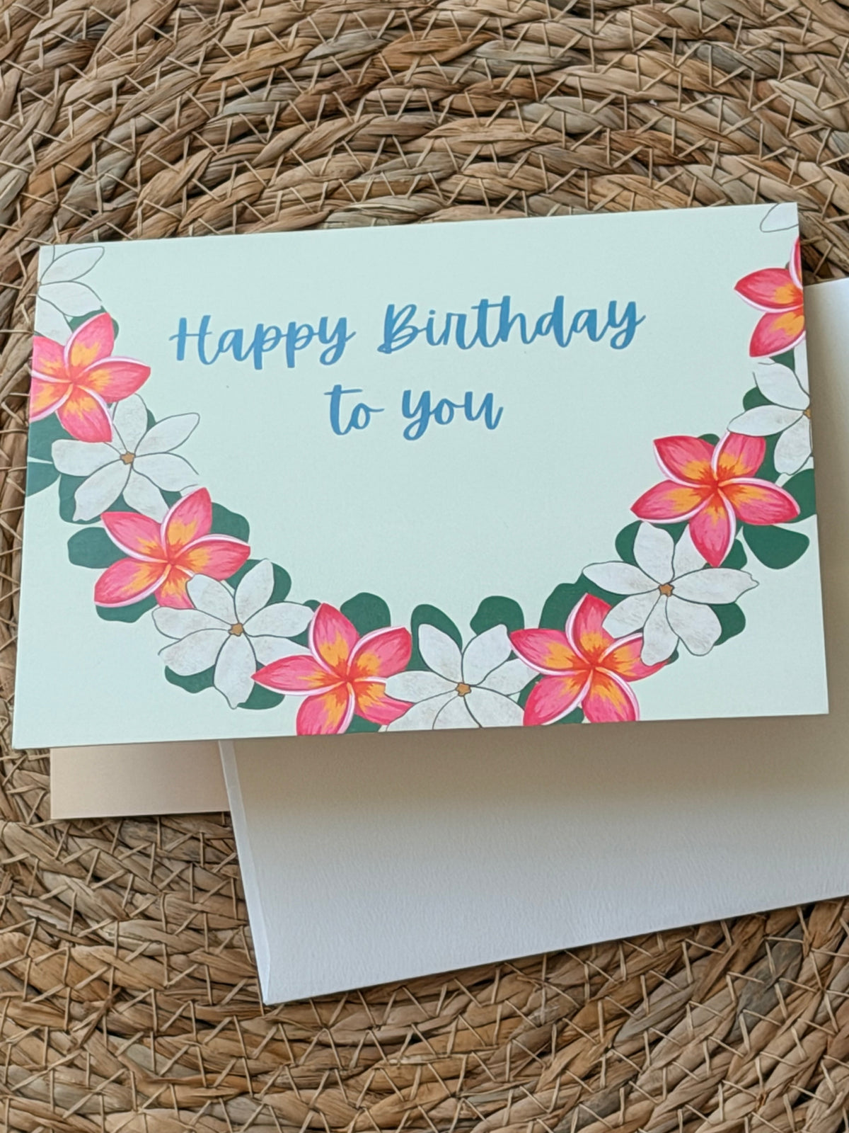 Happy Birthday folded greeting card with starfish and sand dollar design