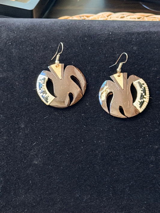 Samoan Coconut Leaf Earrings with Cream Fan Detail