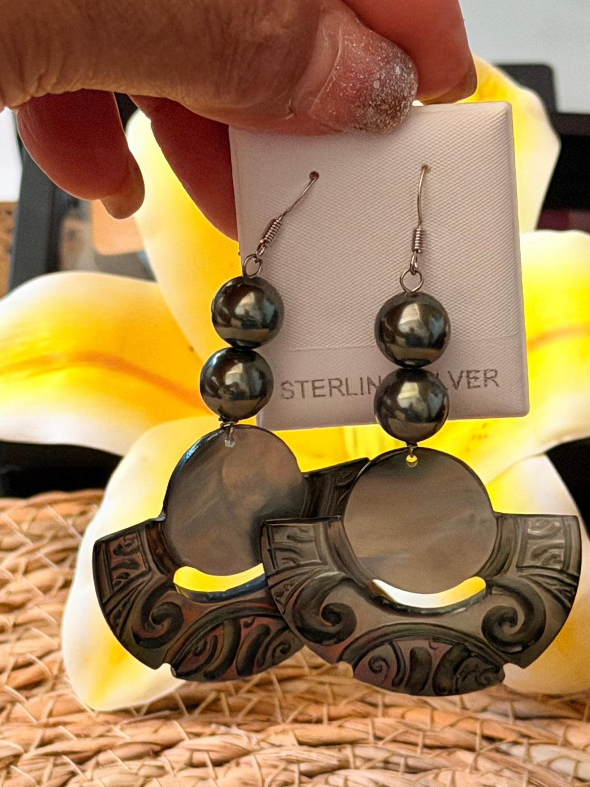 Jewel of the Islands – Mother-of-Pearl Designed Earrings