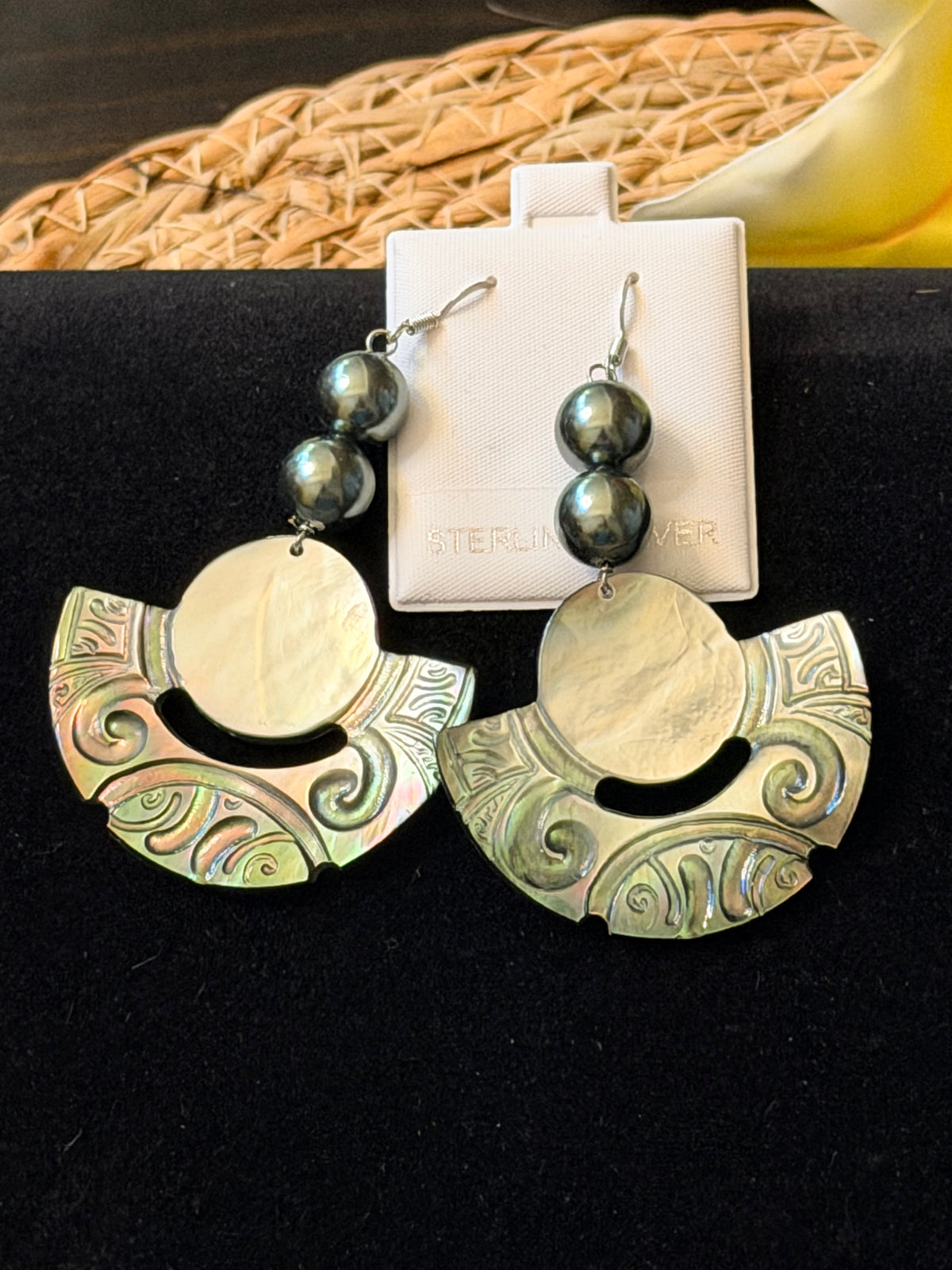 Jewel of the Islands – Mother-of-Pearl Designed Earrings