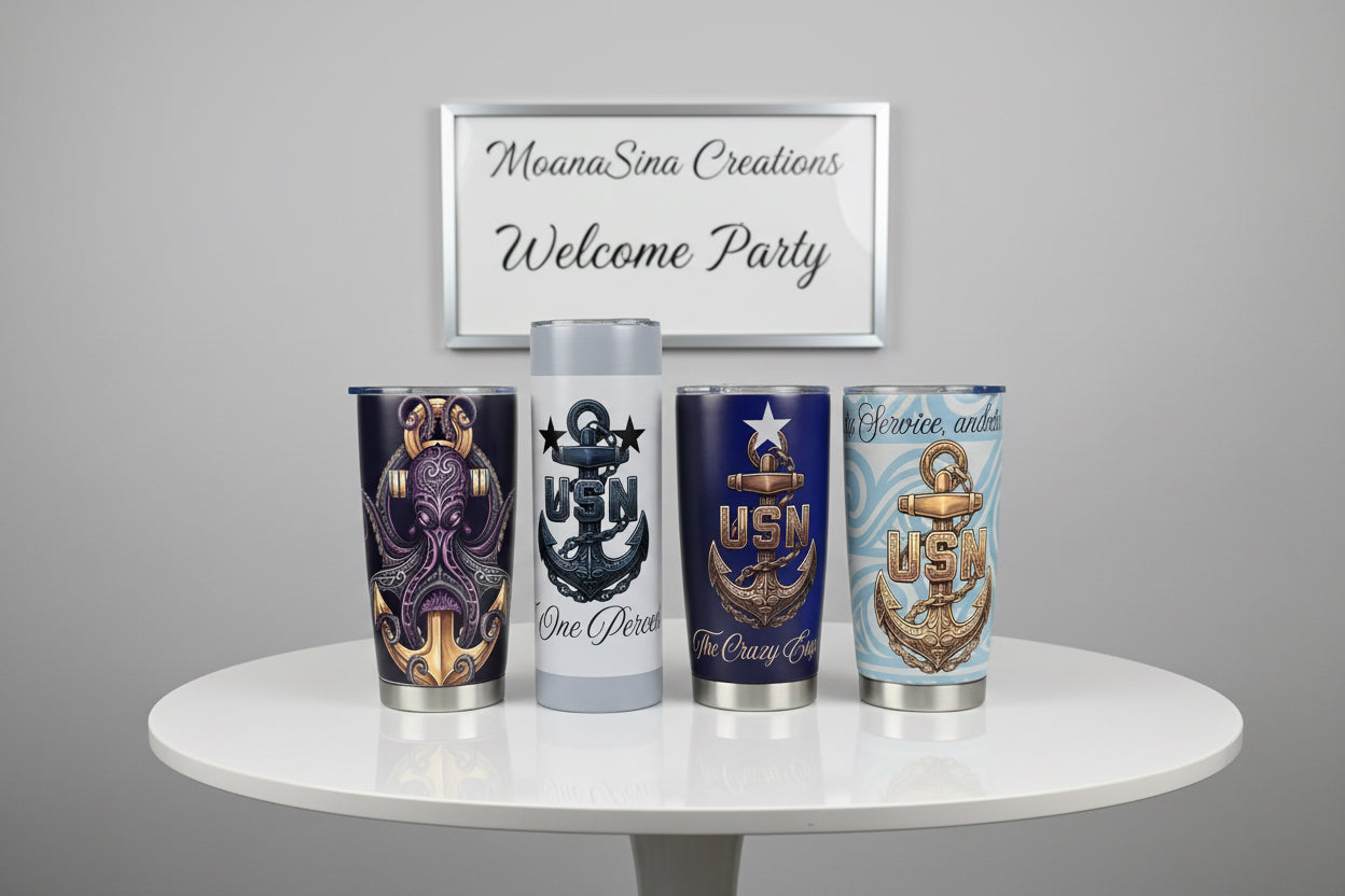 MoanaSina Chief Collection 20 oz Tumblers | U.S. Navy Chief, Senior Chief & Master Chief Inspired Stainless Steel Tumblers