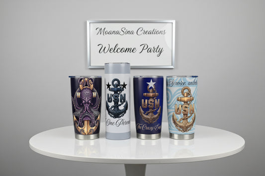 MoanaSina Chief Collection 20 oz Tumblers | U.S. Navy Chief, Senior Chief & Master Chief Inspired Stainless Steel Tumblers