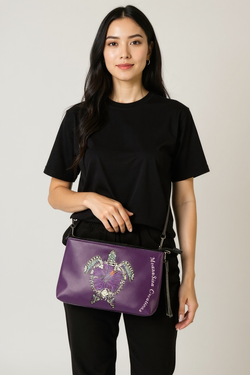 MoanaSina Creations Stationery and Gift Shop Turtle Hibiscus Clutch Pouch