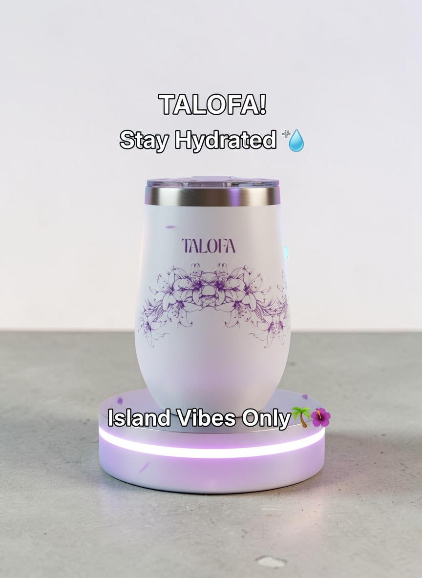 Talofa Tumbler – Purple Lily | 12oz Insulated Heritage Drinkware | Sina Polynesian Collection