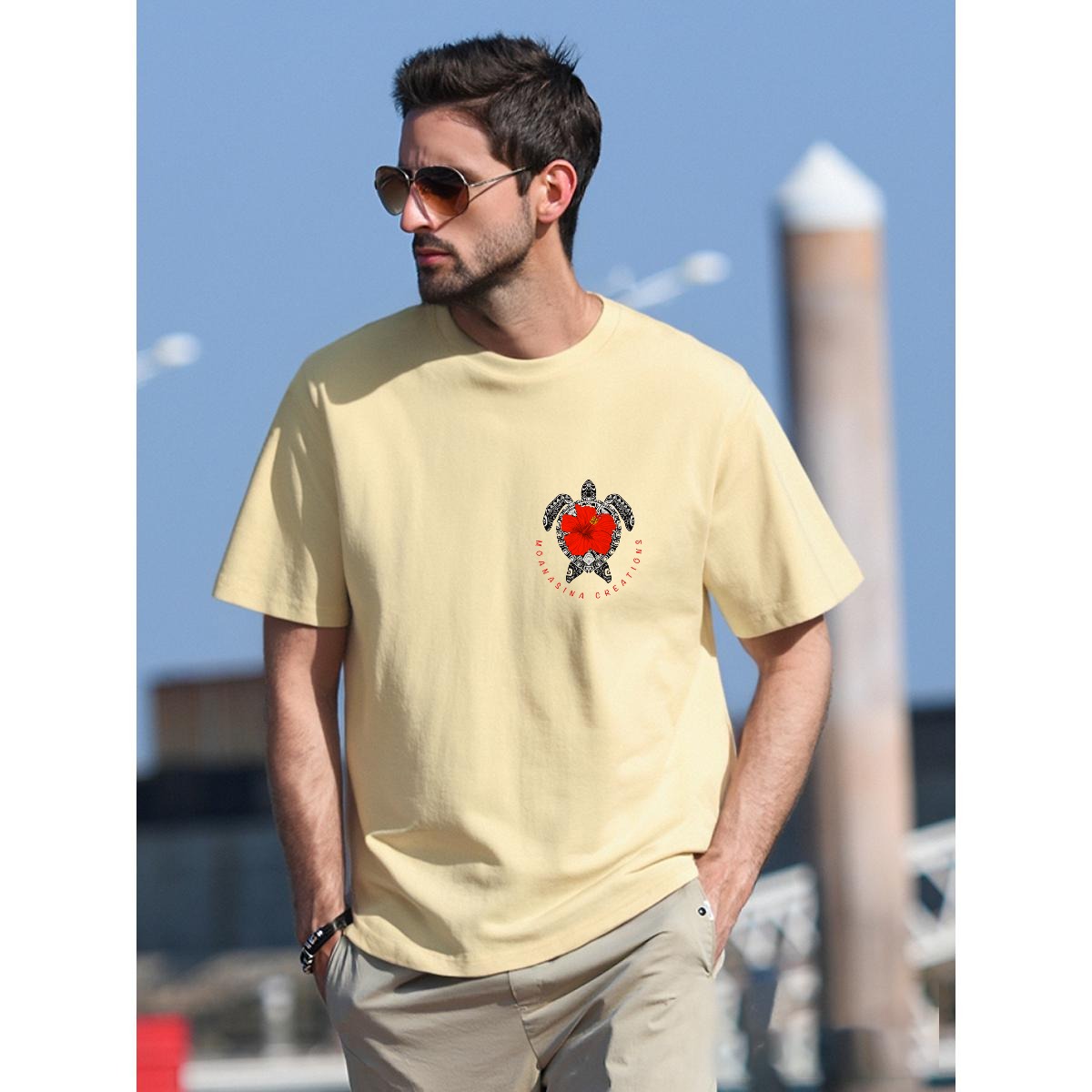 Men's Sea Turtle Cotton T-Shirt | Polynesian Graphic Tee | Hawaii| Samoa Design (front design)