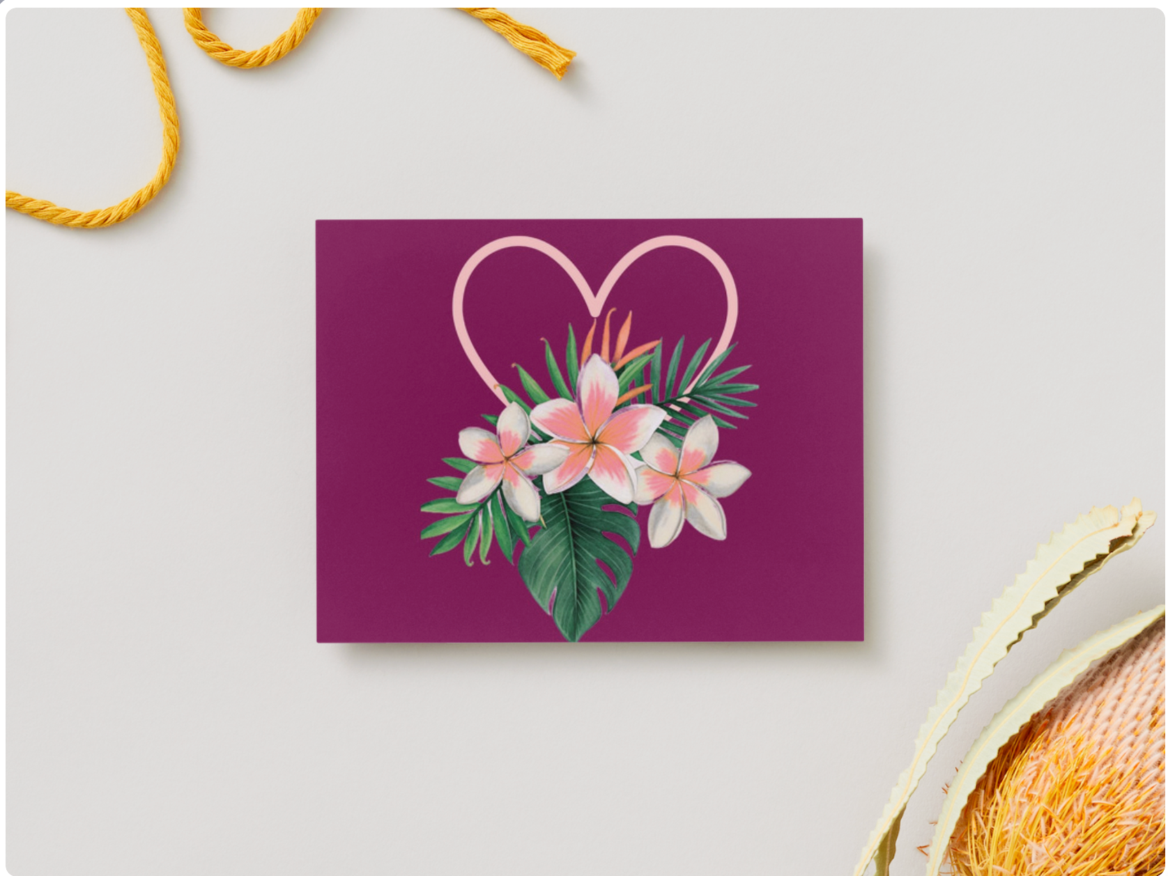 Heart with Plumeria/Pua Note Cards single-sided (set of 5 or 10)