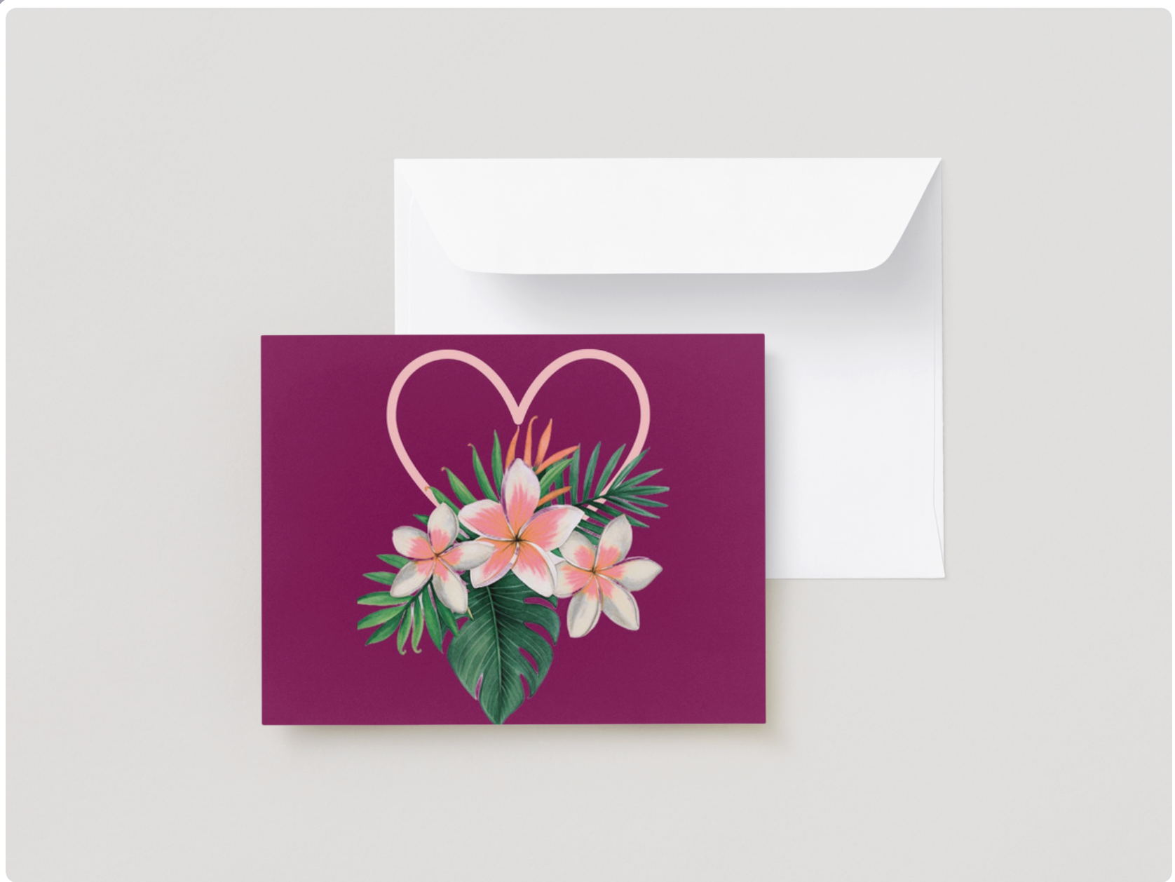 Heart with Plumeria/Pua Note Cards single-sided (set of 5 or 10)