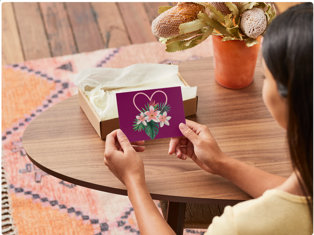 Heart with Plumeria/Pua Note Cards single-sided (set of 5 or 10)