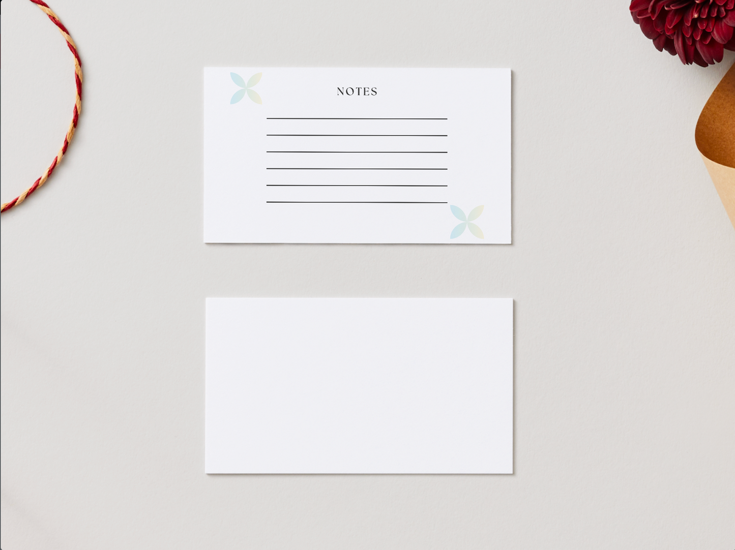 Custom Lined Notecards with floral design (Lanu Meamata)  set of 5 or 10 and envelopes
