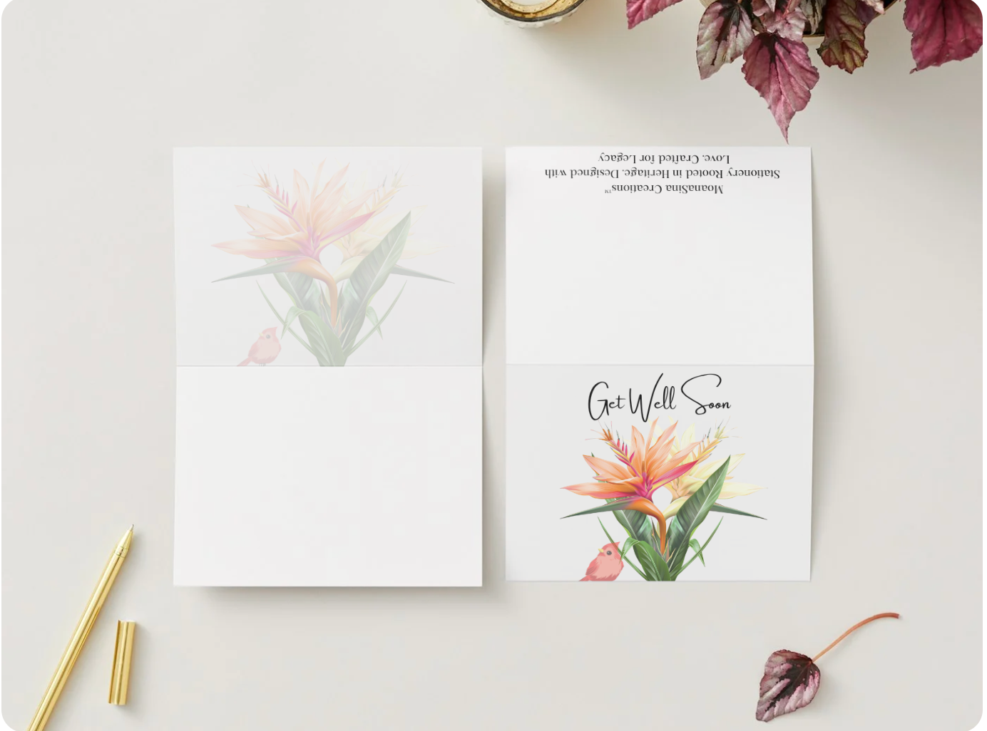 Hearts Plumeria Greeting Cards – Pacific Island Design (Set of 5)