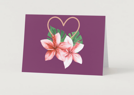 Hearts Plumeria Greeting Cards – Pacific Island Design (Set of 5)