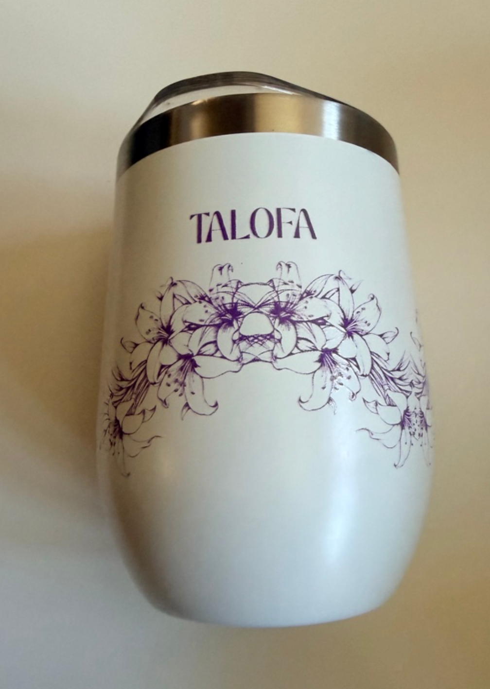 Talofa Tumbler – Purple Lily | 12oz Insulated Heritage Drinkware | Sina Polynesian Collection