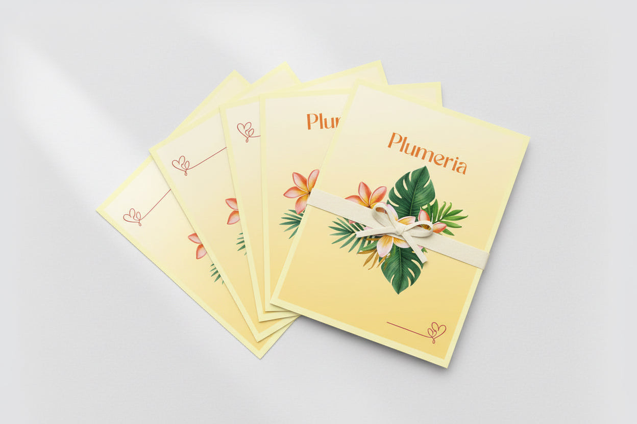🌼 Plumeria Island Greeting Card – Keepsake Set of 16 cards