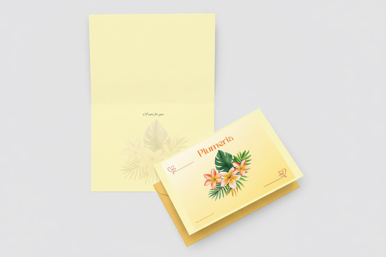 🌼 Plumeria Island Greeting Card – Everyday Set of 8 cards