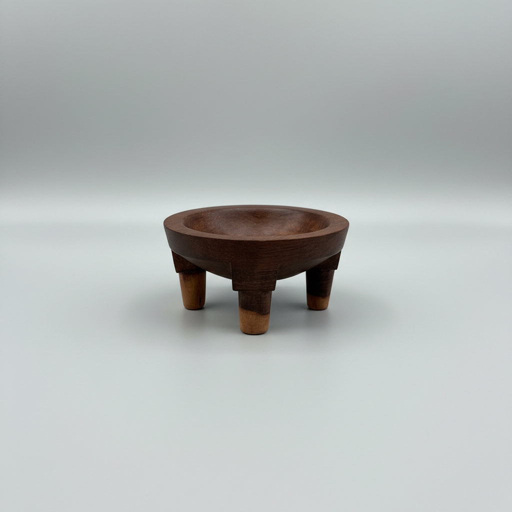 Two-tone miniature Samoan tanoa handcrafted from naturally varied ifilele wood