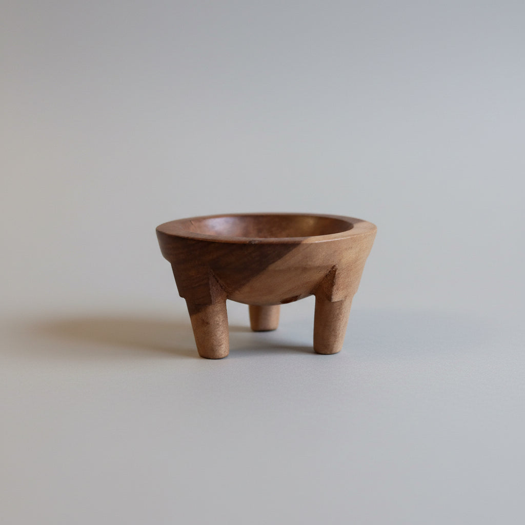 Deep brown miniature Samoan tanoa with visible natural wood grain